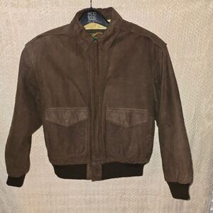 Vintage G-III Global Identity Leather‎ Bomber Jacket - Map Lining - Size Small